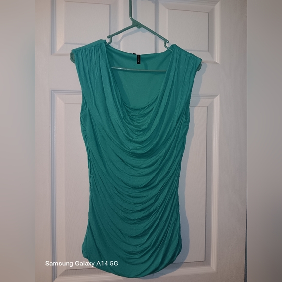 Teal Sleeveless Drape Top - Picture 1 of 2